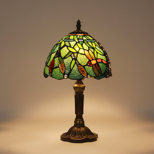Lampada da tavolo a LED in stile mediterraneo con vetri colorati