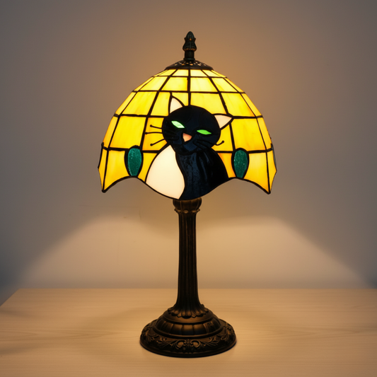 Lampada da Tavolo Reale Barocca con Gatto Nero