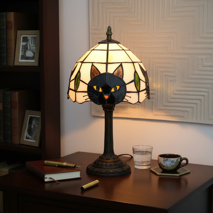 Lámpara de Mesa Retro Barroca con Gato Negro
