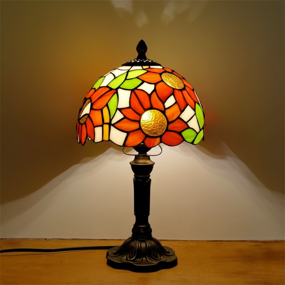 Lámpara de Mesa LED de Vidrio Ornamentado