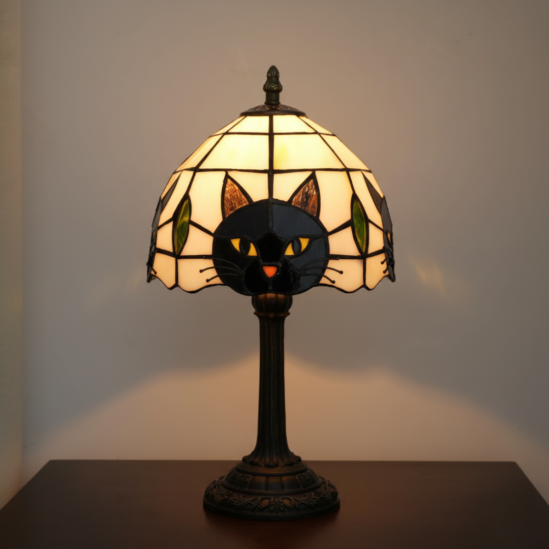 Lámpara de Mesa Retro Barroca con Gato Negro