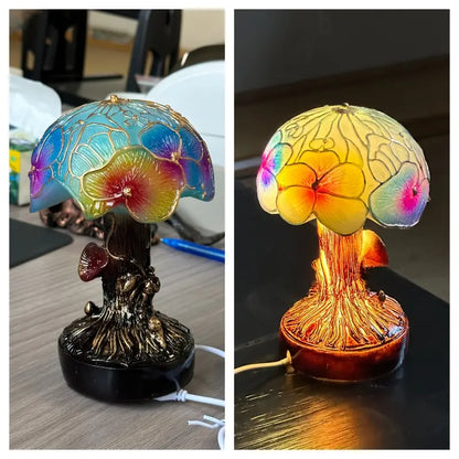 Lampada Boho Chic a forma di fungo con fiori