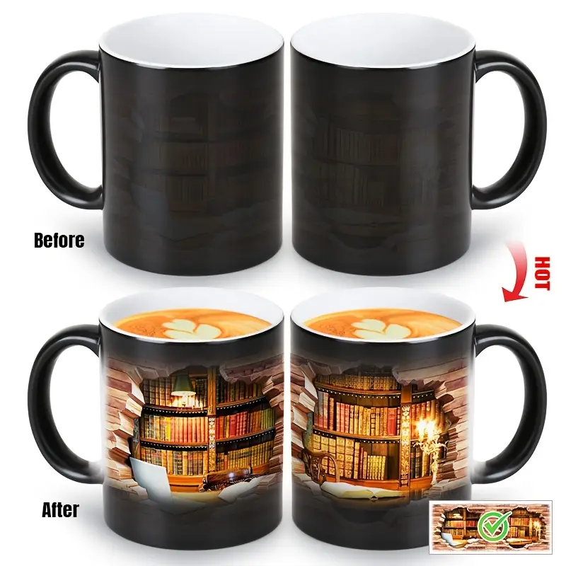 Affascinante Tazza in Ceramica Termosensibile per Amanti dei Libri