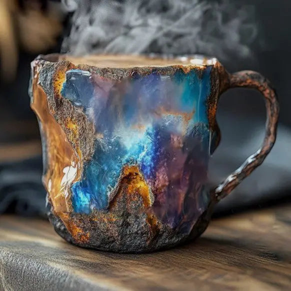 Tazze da caffè con cristalli e minerali