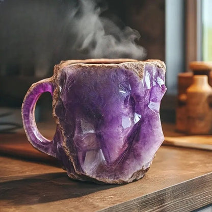 Tazze da caffè con cristalli e minerali